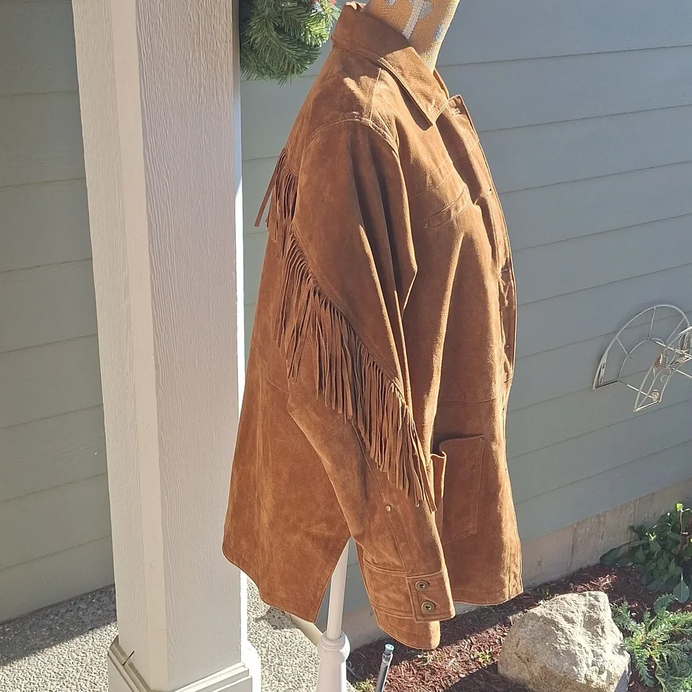Anthropologie Danae fringe suede leather jacket size 2X western style shacket - Picture 6 of 12